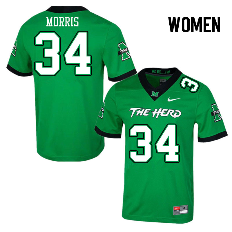 Women #34 Andrew Morris Marshall Thundering Herd College Football Jerseys Stitched-Green